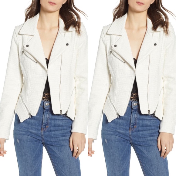 BlankNYC White Tweed Moto Biker Jacket - Picture 3 of 8